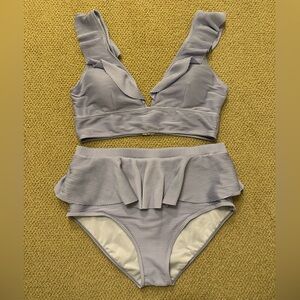 women’s high waisted ribbed bikini (XL) - cupshe!